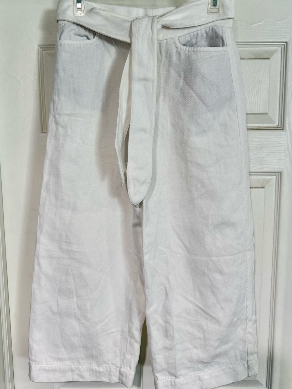 Vince Linen Blend Tie-Waist Wide-Leg Cropped Pants